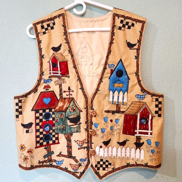 Vtg Handmade Quilted 90s Vest Sz Large Brown Granny Style Cottagecore Autumn EUC - Picture 1 of 6